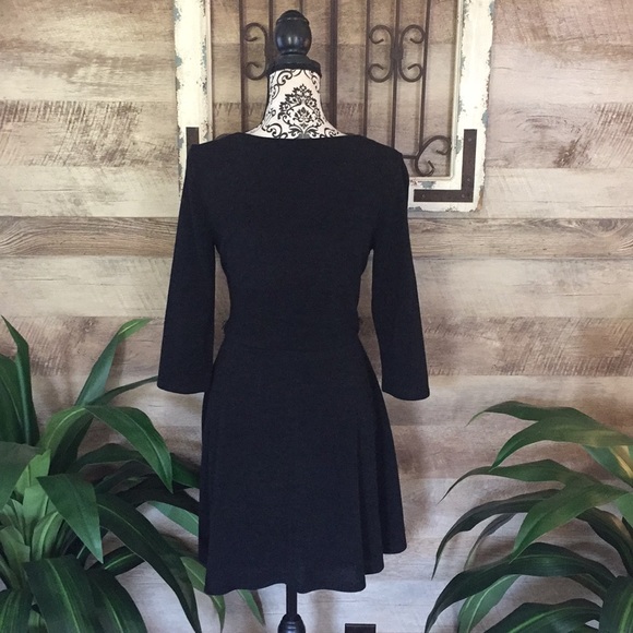 Studded & Leather Shoulder Flared Sweater Dress - Picture 5 of 5